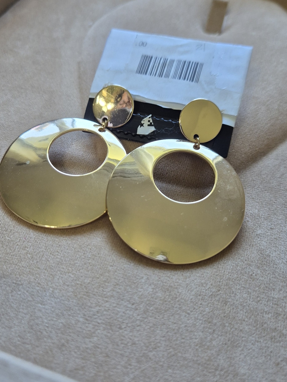 BCBGMaxAzria Shiny Gold Open Circle Drop Earrings